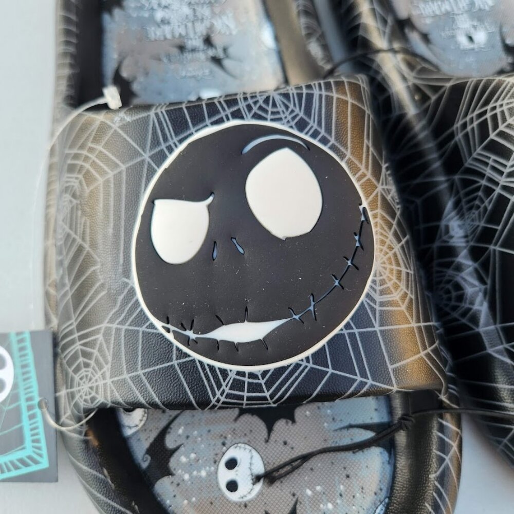 NEW Nightmare Before Christmas Men's Size 13 Sandals Slides Slippers Black White
